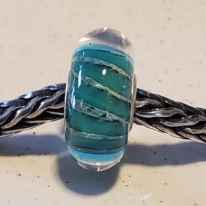 Authentic Trollbeads Unique Teal Tiger Stripes